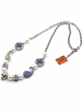 TYSTLAB国潮牌SALUTE x * EVAE  十字花瓣笑脸珍珠银骷髅项链饰品