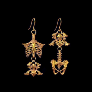 美人骨与鸢尾花 现代设计悬铃耳坠独特个性朋克风高级感耳钉耳饰