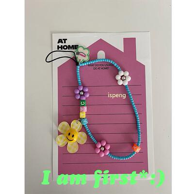 原创 Smiling flowers彩虹色手机挂链水晶挂件数码挂链