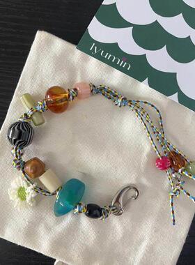 原创绿色丛林小众夏日百搭多功能手工编织手炼