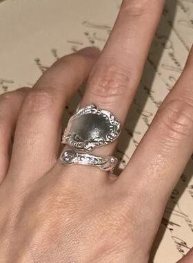 勺戒钥匙戒指日系自制款不对称开口重工