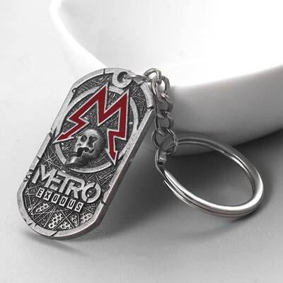游戏Metro Exodus地铁逃离骷髅头标志钥匙扣男士嘻哈吊坠饰品热卖