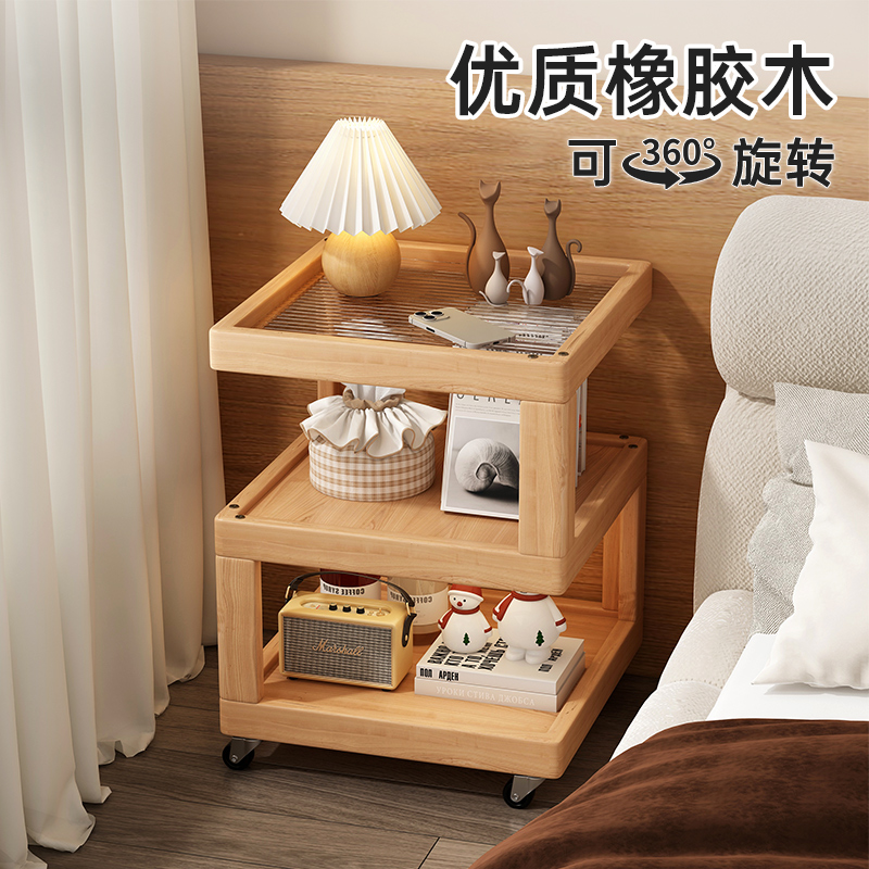 速发床头柜卧室简感高木轻奢实级约2024新款房小型创意置物架