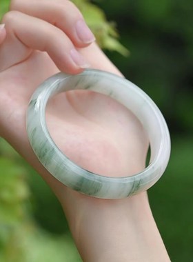 速发珠宝天山翠手镯冰种玉镯金丝玉青白玉玛瑙七夕送友