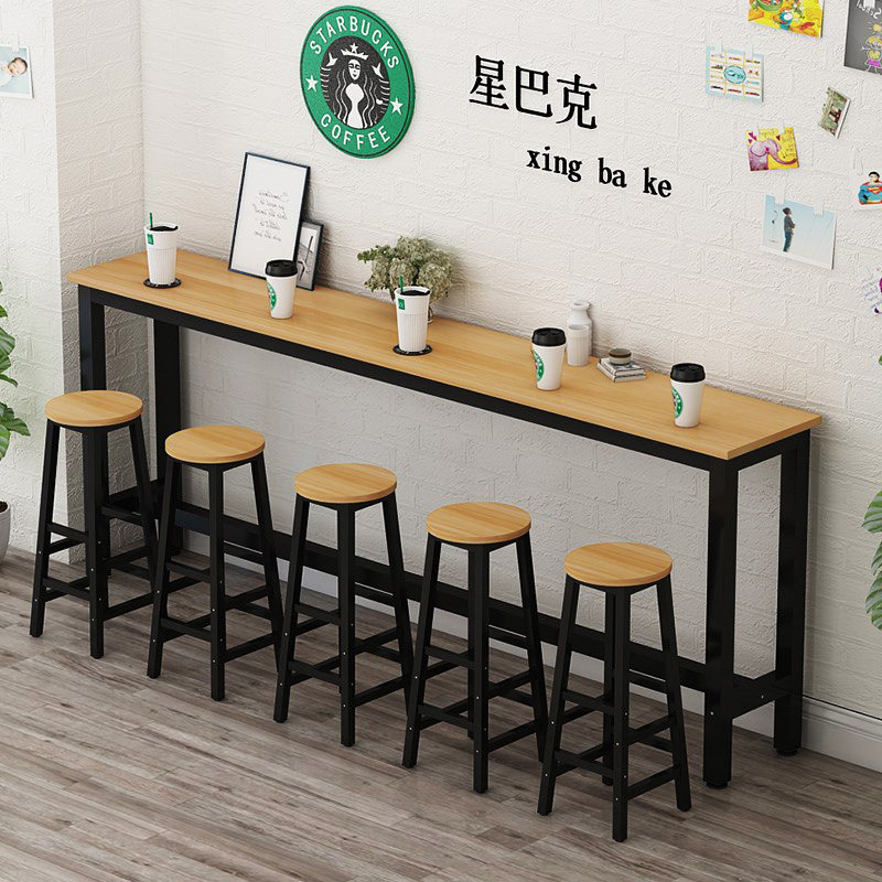 现货速发长条桌窄桌子家用休闲窗边桌奶茶店高脚长餐桌饭店桌椅靠