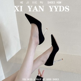 速发席跟黑色高跟鞋高级感职脚性感不累业御姐风配礼服细妍尖头单