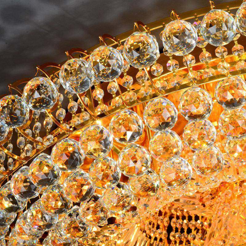 气水晶灯金色圆卧室餐厅客LED大吸顶灯AQK形欧式厅灯大厅灯别墅灯