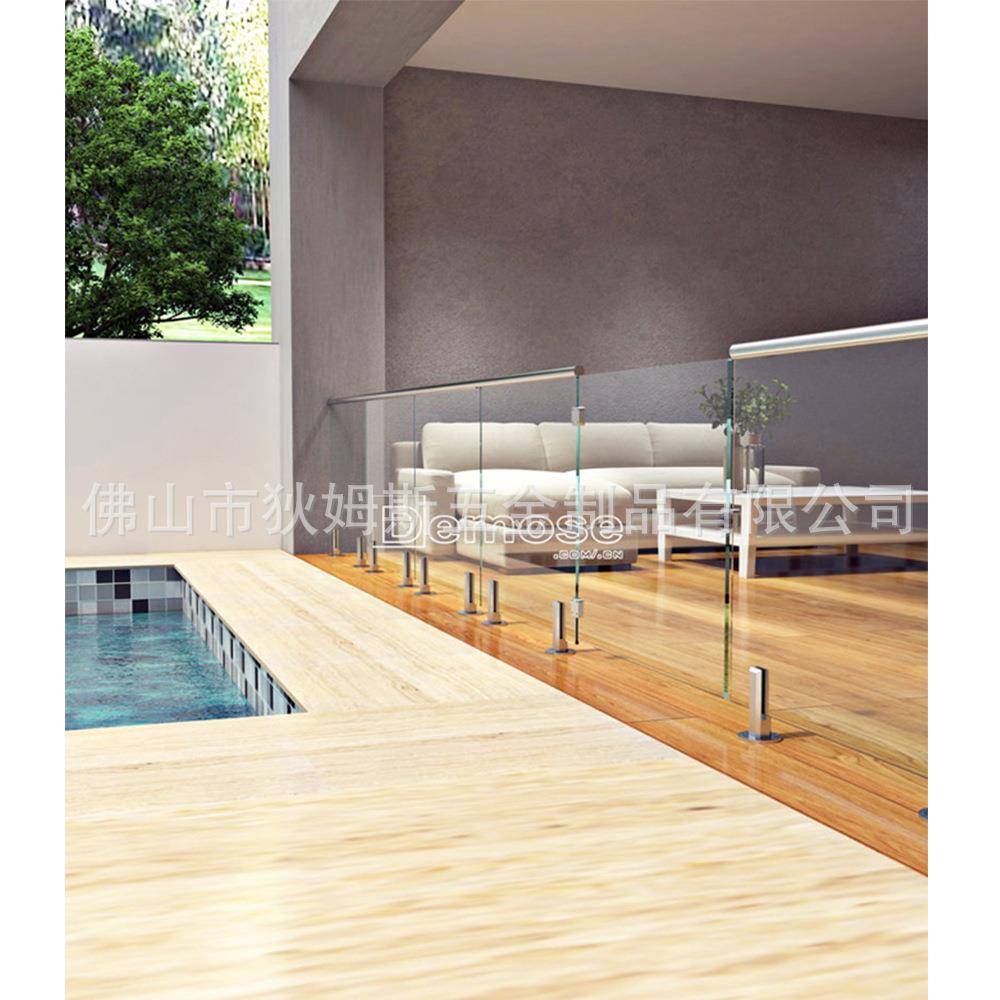 别墅4池玻璃杆DMS-P001钢化玻璃门游乐场泳池玻璃夹安全泳护栏3栏