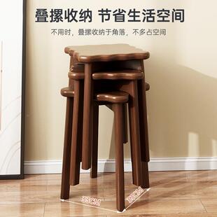 实木圆木凳子家用可叠放6784凳板方凳凳子中古凳子餐凳凳椅子木头