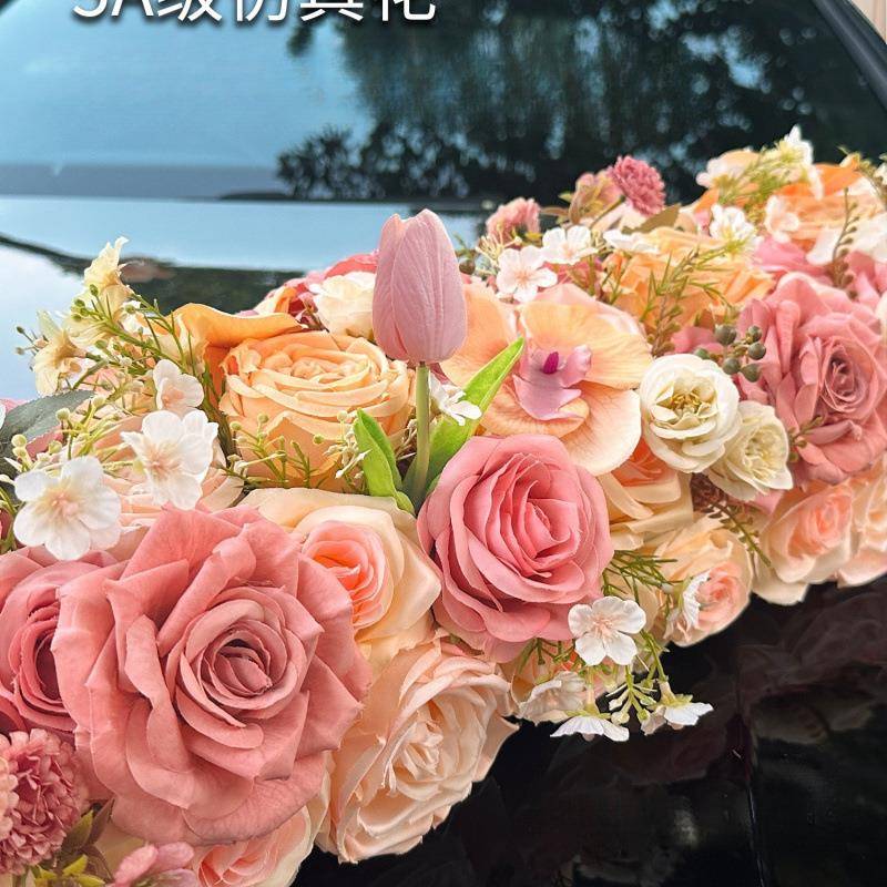 主婚车装车头花卡布头奇诺车队结婚车花全套花车SRF饰吸盘花绢大
