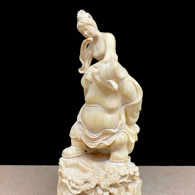 小叶黄杨木雕精雕中式摆设猪八戒背媳妇生肖猪创意文玩摆件工艺品