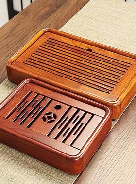 木茶盘家用黑檀茶胡TDCS-789桃花梨办公储实水式干泡台功夫小号公