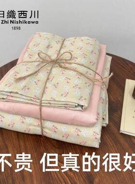 A类纯棉双床层纱上四件套儿童10笠0全棉床品三被套床单件GSU套皱