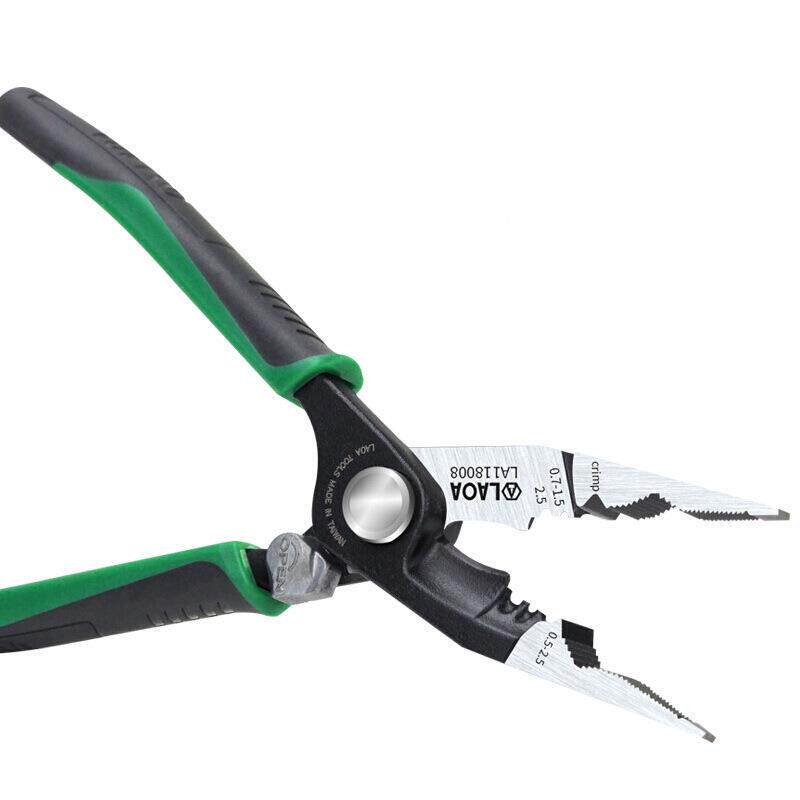 A美0式多老功能有牙尖嘴钳尖咀钳长嘴钳剪剥压ALM线钳8子英寸LA11