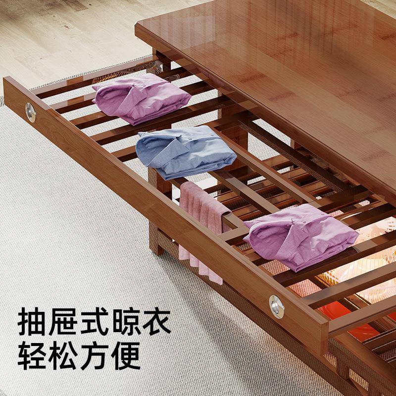 烤无品牌/火桌子木书桌家用长方烤火架实楠竹可折叠茶客厅取几暖