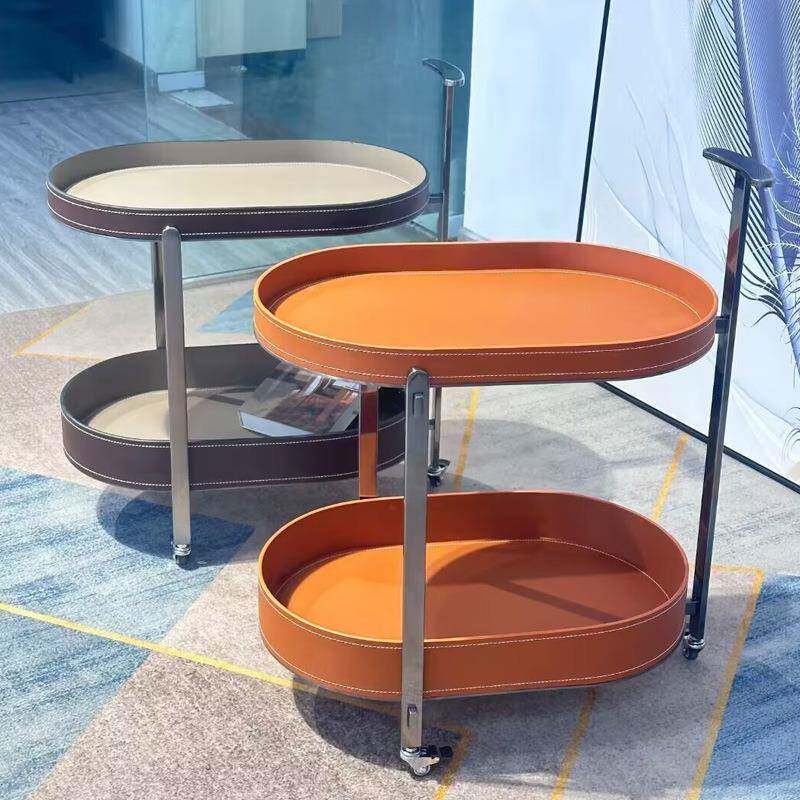 L7轻奢马皮移动EK沙发边几小推车茶几厅家用角柜几床客头带轮置鞍