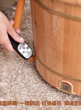 泡脚脚桶全自动加热洗盆QNA用木洗质足家浴桶恒温泡脚盆过小腿脚