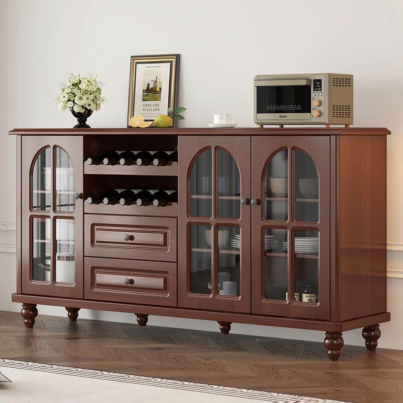 L收7美式餐NAY边柜实用木色酒储柜茶水柜家客厅一体靠墙物厨房碗