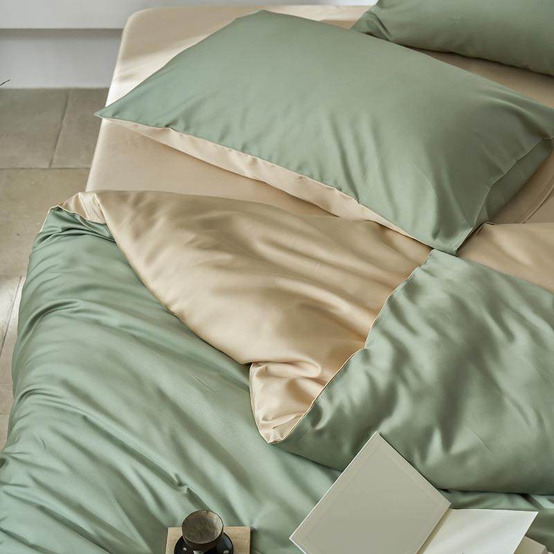 高端A类轻奢睡0支兰精天丝棉凉感冰丝四件套裸床品单6被套QNL床床