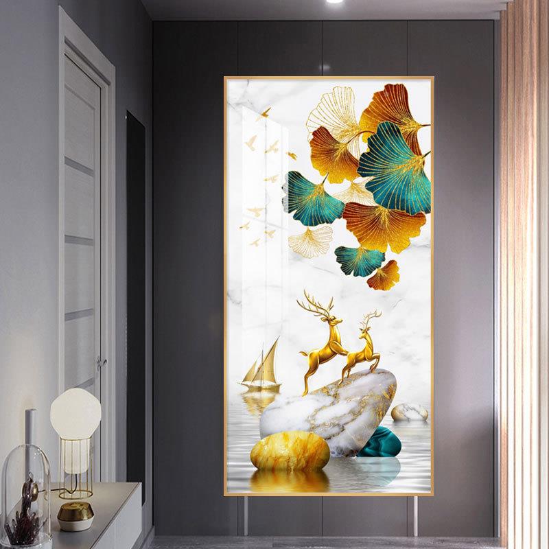 钻2石画20tb_63939新款欧式玄关发财麋鹿客5厅满钻竖版贴砖十字绣