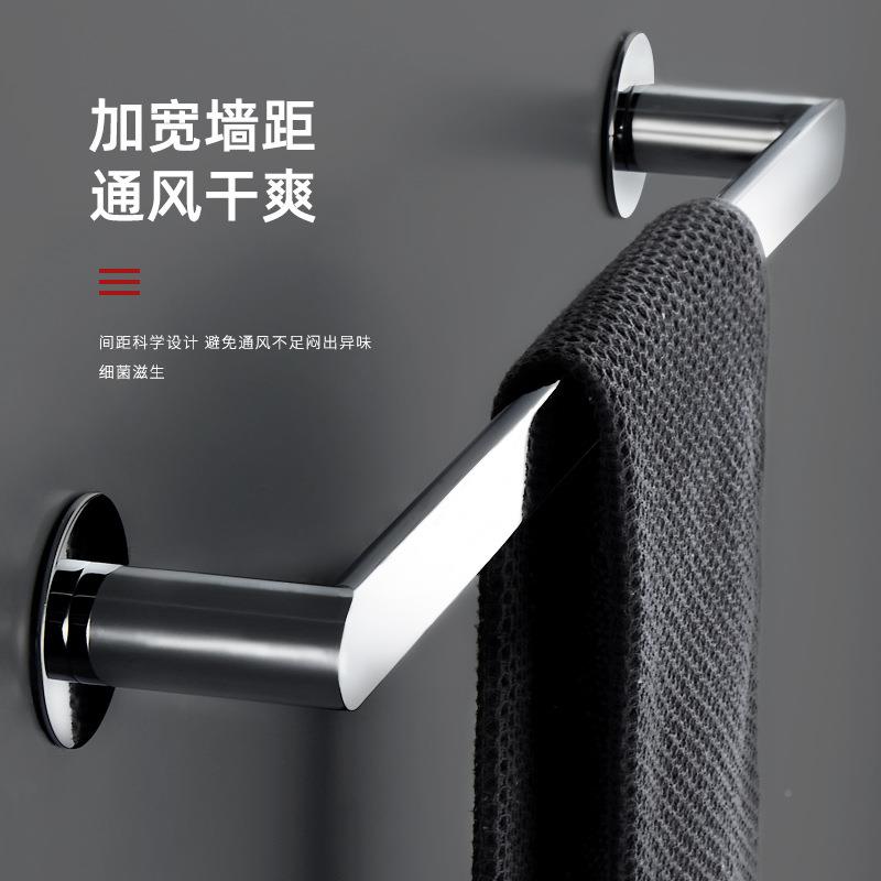 铜毛巾杆卫生轻间浴巾免打全孔单杆置物毛巾架浴HVS室架挂杆双杆