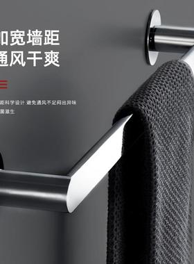 铜毛巾杆卫生轻间浴巾免打全孔单杆置物毛巾架浴HVS室架挂杆双杆
