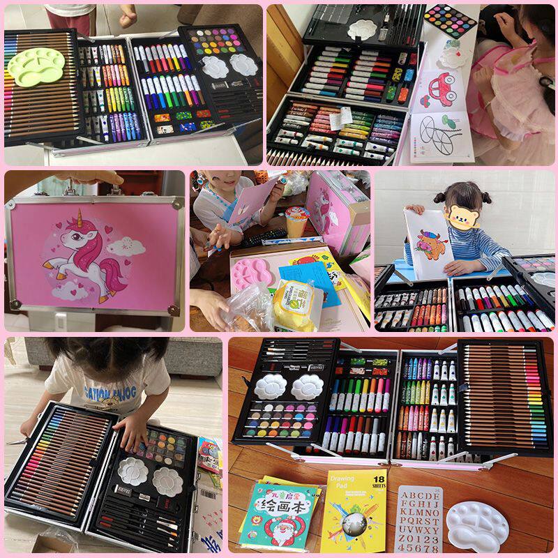 儿童画画工具套装水彩笔油画棒蜡笔不脏手小学生手绘幼儿园画笔