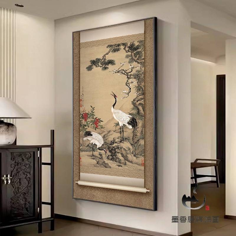 新中式山水画入户玄关装饰画楼梯间走廊过道壁画客厅挂画大气国画图片