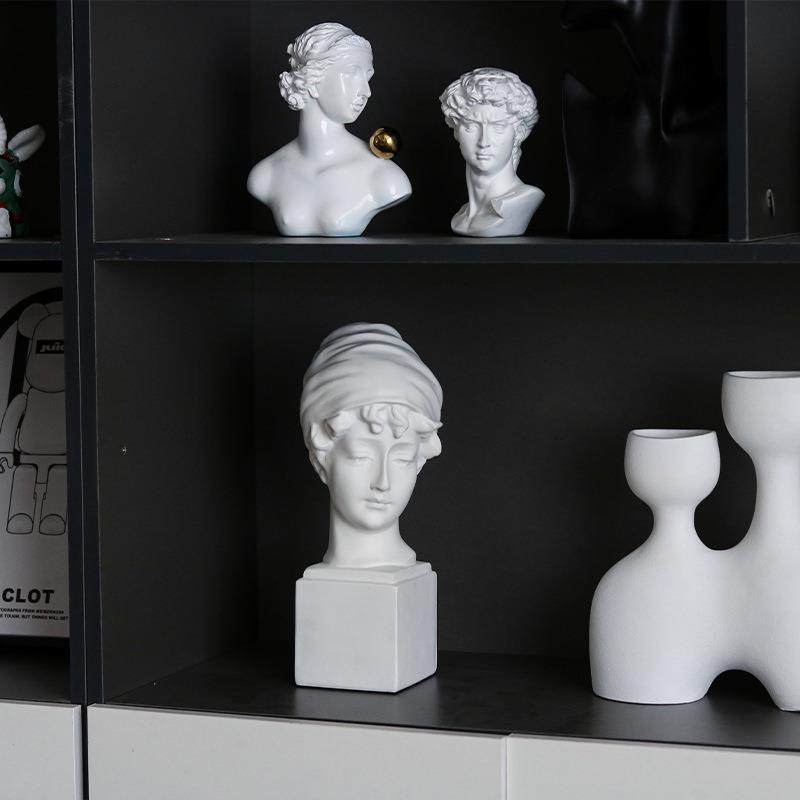 欧文艺维人式物精像致女人头小E摆件创意迷你纳斯雕塑桌面装饰摆