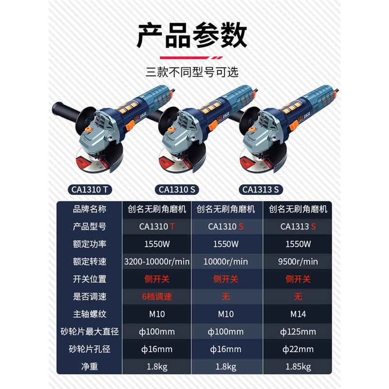 无刷工业级大功率速角调磨CA1010H220V机交流1300手砂轮磨光瓦抛