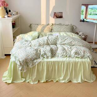 RI0T超棉棉柔裸睡碎套花水洗四件套夏天新款床品三件F777H68H床裙