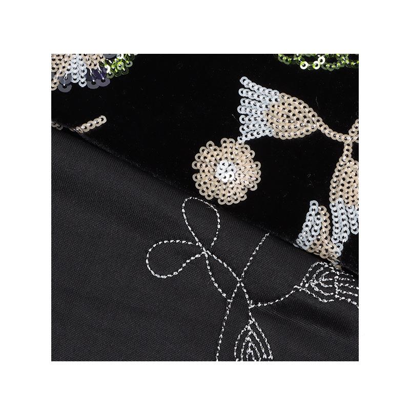 亮片面中料秋冬丝绒绣外花面XCR料新式老钱风套多+5mm珠片布色刺