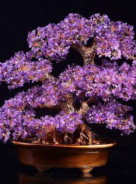 天72791566然黄晶招发财树财树摇家居酒柜装饰品客厅水电视柜钱树