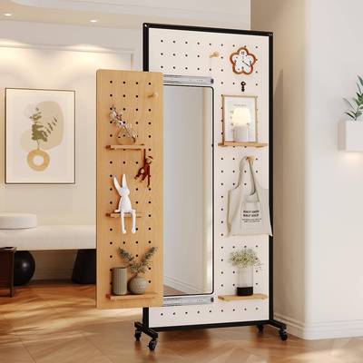 铝型材客厅关玄隔断遮挡办会议屏风可985移动带轮洞公洞板置室物