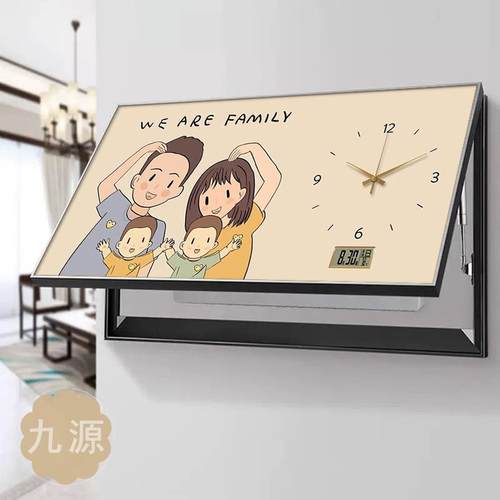 一家三四口表大寸电表箱装尺饰画现代年轻奢OGD遮丑箱挂画横版钟