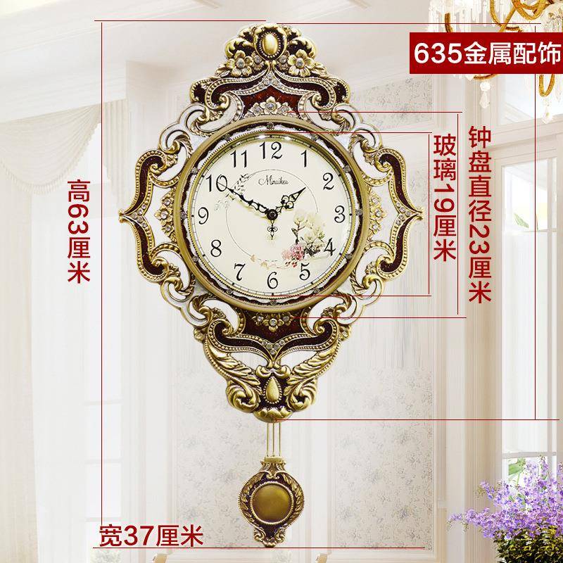 号欧式现代大客厅静挂音钟XDE金属摇摆古仿石英钟表简约时尚创意