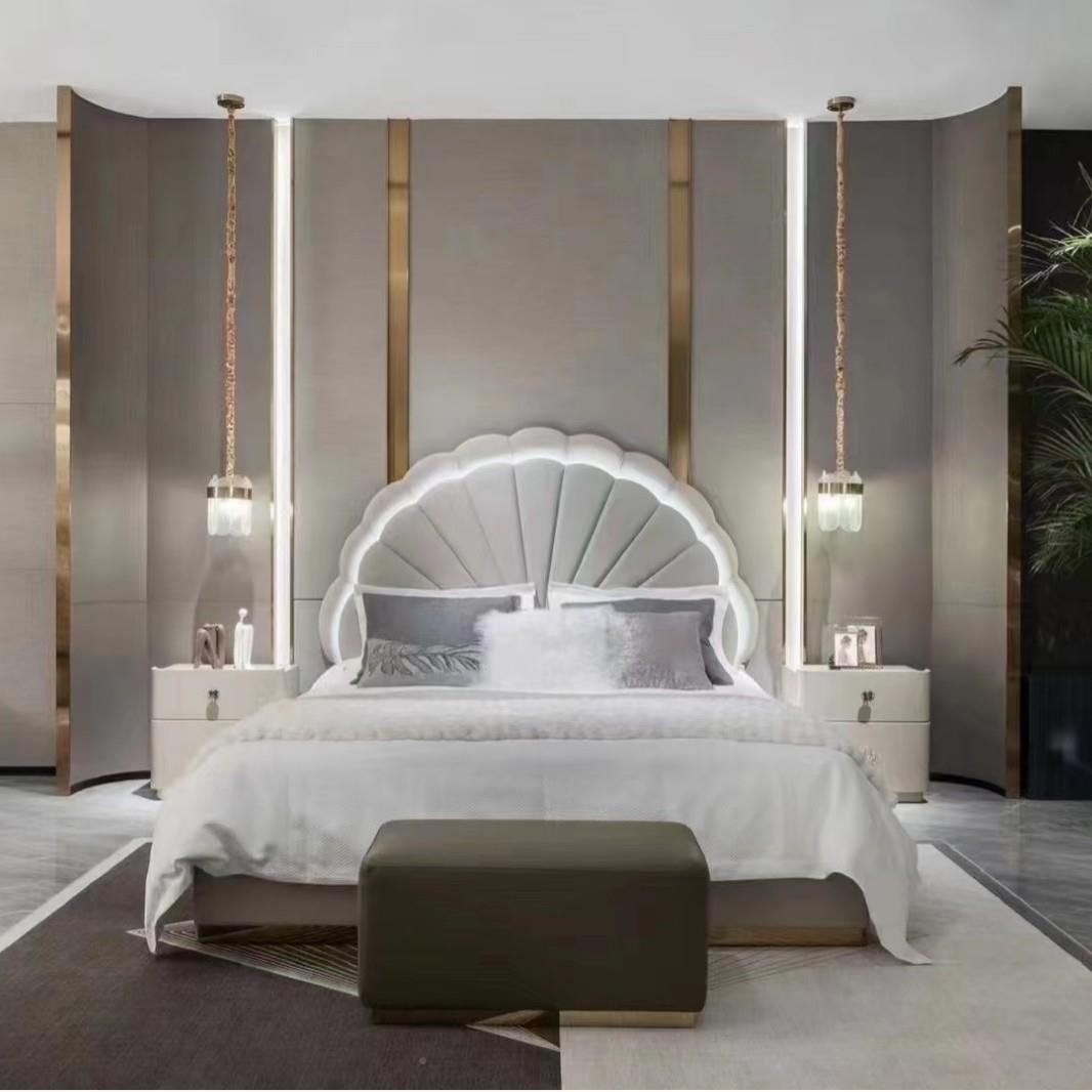 2025新双人UIE床现代款简约.8m1主卧型小户意式法式床储物床头柜