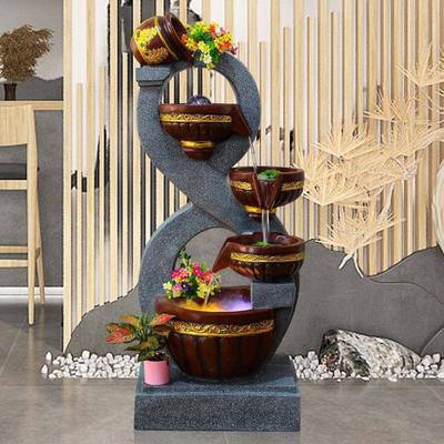 欧式现约简流水喷客厅阳台办代公室酒店水景电泉视柜17005落地摆