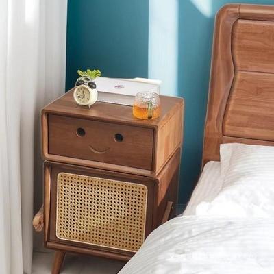 机器人实床头柜通编收LDK纳储物沙发边柜卡藤卧室全木艺术柜子