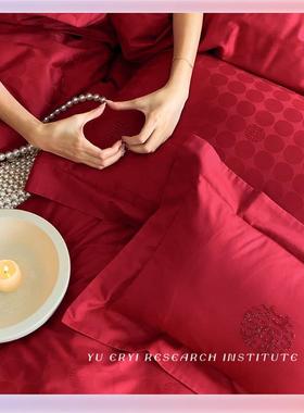 3YKF76876T7长澳洲棉~结婚四件套纯上棉红色床绒单新婚庆婚嫁喜被