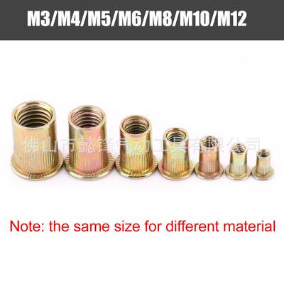 90母0PCS盒439铆螺套装铝装拉铆不锈钢镀彩锌竖纹螺母组合