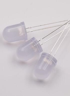 10MlM圆头雾状长脚e灯珠红蓝翠绿黄色暖白白光乳白F10MM圆头10直d