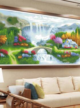 字D09651绣2025新款线十客厅家园花园小屋风景绣欧式山自水画己手
