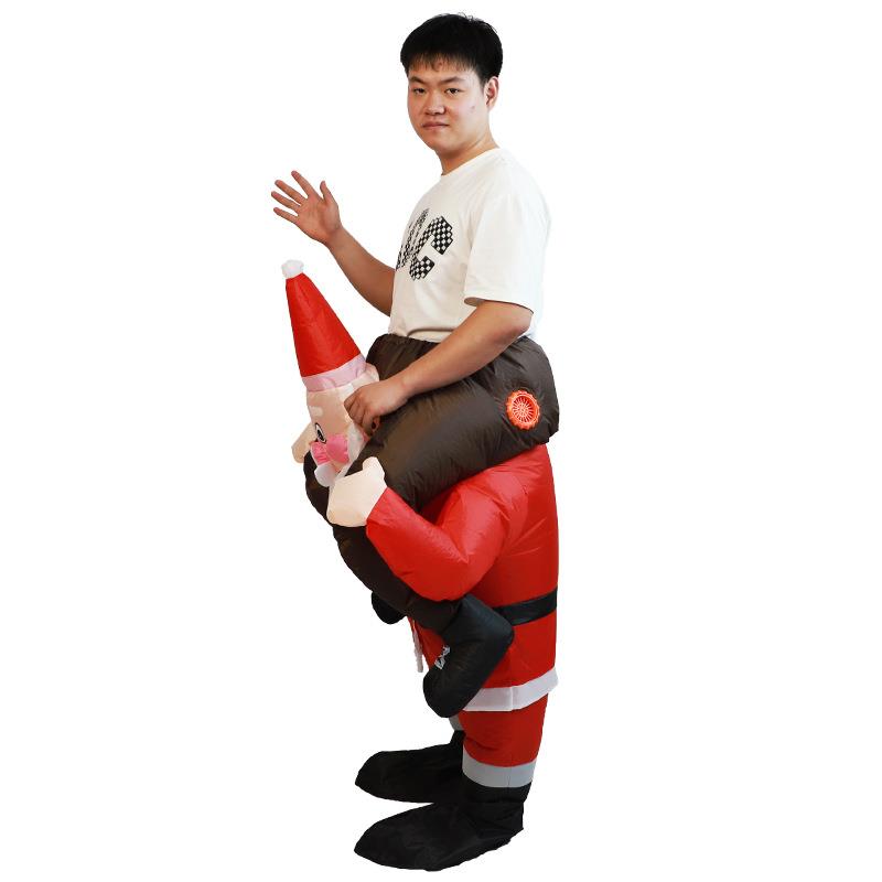 圣诞节热销新品圣诞老行人CQ10217背人充气服通人服骑圣诞老人偶