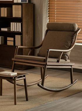 北美黑桃懒木摇摇椅YQTC011阳台人美椅新中式实木躺椅家用胡宋式z