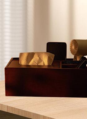 WKI复古用实盒木餐巾纸纳盒时尚创意纸巾木制家收盒客厅茶几抽纸