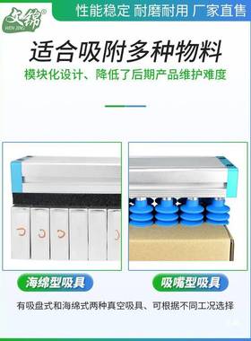 集成式真空海绵吸盘块吸机械臂重载码箱垛搬运纸钢板木UXR板砖具