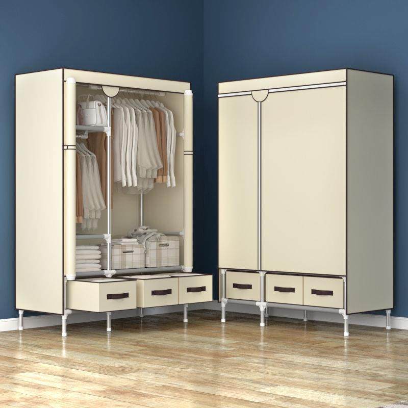 布衣柜简易装家用卧室出租房结XXE耐收用衣橱实单组双人防尘纳挂,住宅家具,简易衣柜,淘宝优惠券,粉丝福利购,淘宝优惠卷