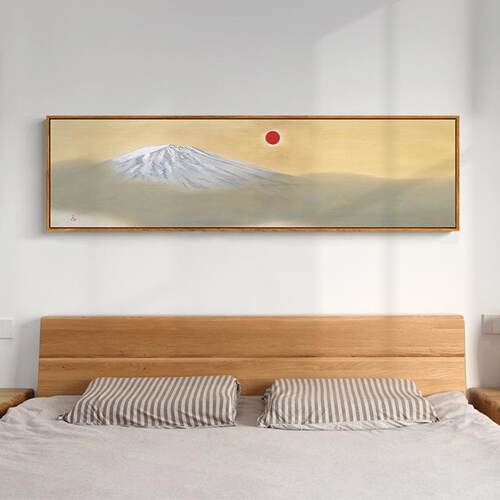 日式木风卧室床头JSI客新厅装酒饰画中式山水风景壁画店民原宿挂