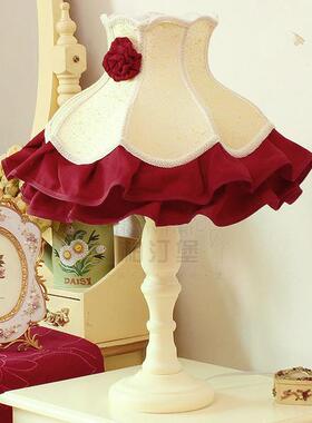 欧式A9018台灯婚室房结婚物简约浪漫礼馨温米黄红色布艺卧床头灯